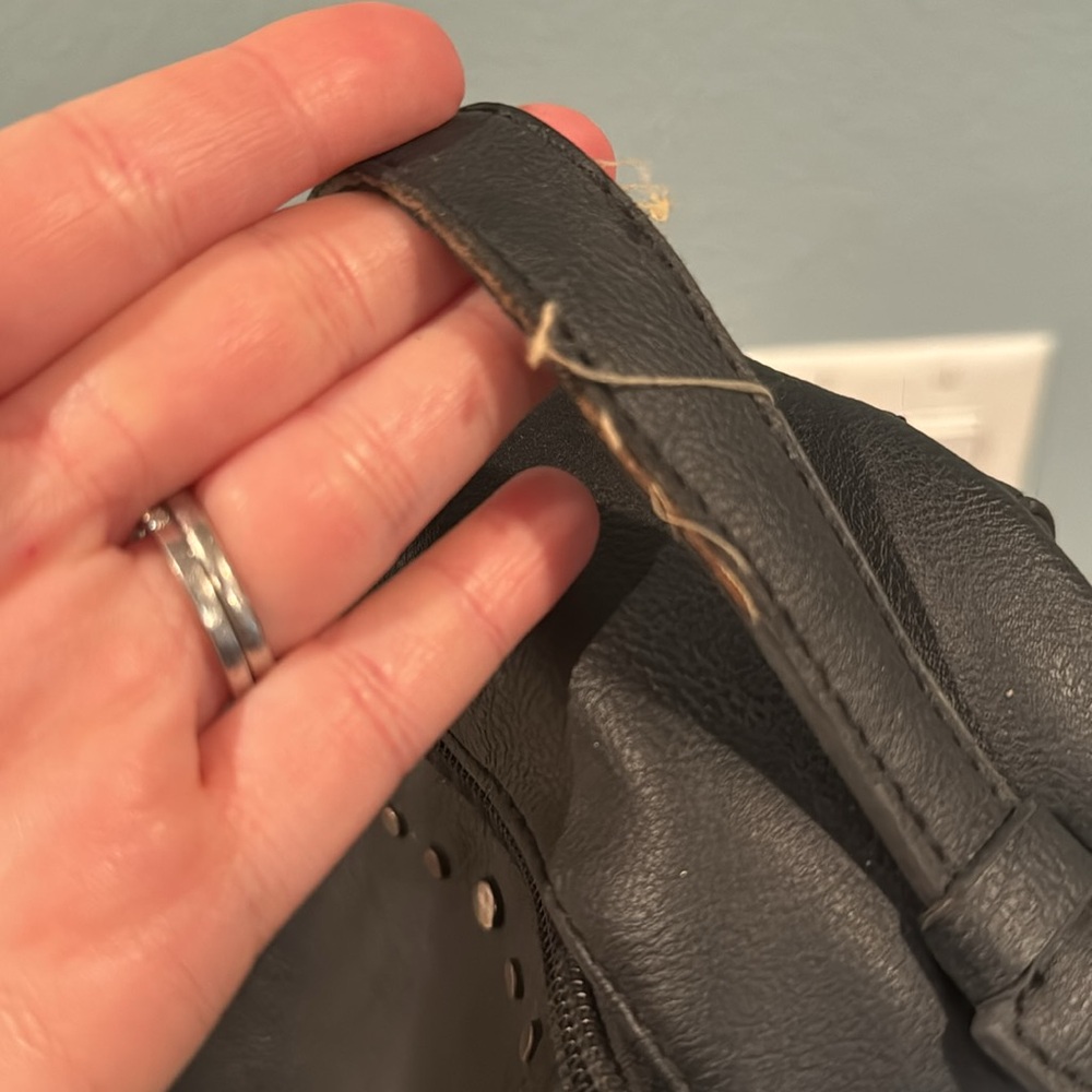 Black Pleather Studded Backpack - image 3